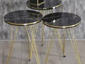 Coffee Tables Round 3 Piece Set with Marble Look | Round Table 3 parts