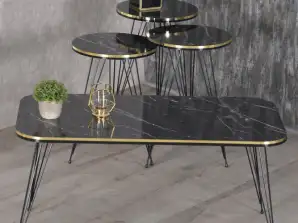 DEJANJE! Klubska miza 4-delni komplet | Kavne mizice marmorni videz | Različne barve