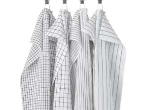 4-pack tea towels 45x60cm white/dark grey patterned