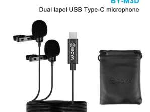 BOYA Micrófono Omnidireccional Con Cable Clip En Doble Solapa Digital