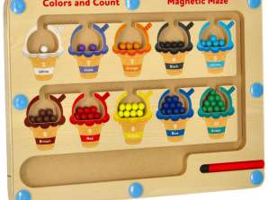 Tableau magnétique éducatif Montessori triant des boules de crème glacée colorées 30 cm x 22 cm