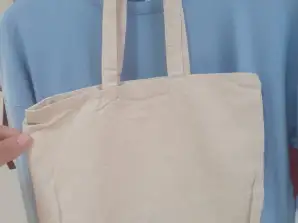 Set of high-quality, durable cotton beach bags with natural finish - 38x42 cm