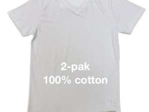 Lotto 2-pakirana majica z belim bombažem z V-vratom/majica s kratkimi rokavi