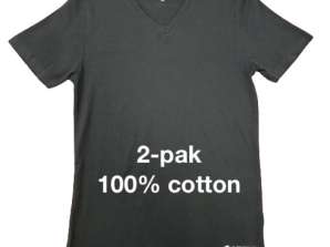 Lotto 2-Pack T-Shirt Homme Col V Noir Coton
