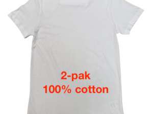 Lotto 2-pak T-shirt/T-shirt til mænd, rund hals, hvid, bomuld