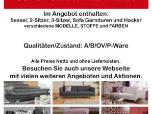 Möbel Möbelpacket, Sofa, Couchgarnituren, verschiedene Modelle, Stoffe und Farben