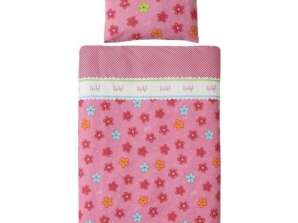 Lief! Rožiniai mažylio antklodžių užvalkalai mergaitėms su gėlių atspaudu 120x150cm