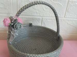 Grey multi-purpose decorative basket, easter basket, buckle basket, jewelry basket etc