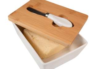 Sviesto patiekalas sviesto išplakimas balto sviesto indas PRIMA DECO 16,5x12x7 cm