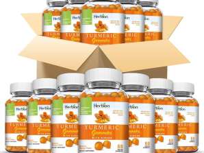 Herbion Naturals gurkemeje gummier med ingefær, antioxidant og antiinflammatorisk støtte, naturlig mangosmag, 60 stykker (pakke med 12)