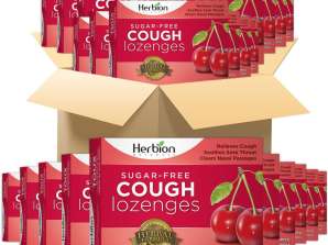 Herbion Naturals sugar-free cough lozenges with natural cherry flavour, 18 lozenges (pack of 48)