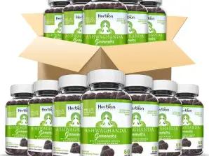 Herbion Naturals Ashwagandha gummies with herbal blend, promotes calming, natural blackberry flavor, gluten-free, 60 pectin gummies, vegan(pack of 12)