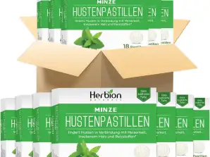 Herbion Naturals hostepastiller med naturlig myntesmag, kosttilskud, lindrer hoste, 18 pastiller (pakke med 48)