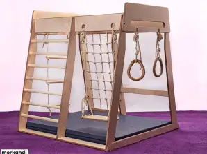 Wooden gymnastics and play complex for children 