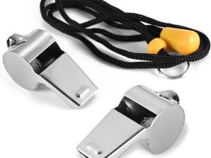 Set of 2 stainless steel whistles with band. Whistle for referees and officials. Metal whistle. Referee whistle for children and sports lessons…