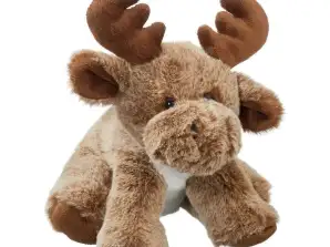 Jouet en peluche d’orignal brun assis compagnon de jeu doux pour enfants