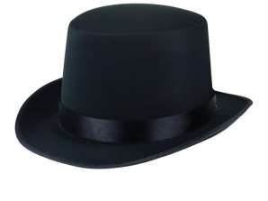 Adult Black Satin Top Hat Elegant Hat for Formal Occasions & Costumes