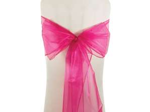 Ceinture de chaise en organza fuchsia pour les mariages 22cm x 3m bandes de chaise décoratives