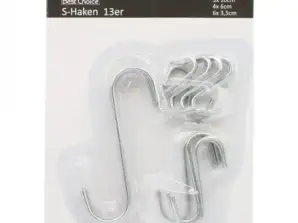 S hooks in stainless steel look Set of 13 in 3 sizes Versatile hanging solutions