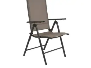 Cadeira Santiago ajustável, ajustável em 7 direções, tecido 2x1 em cinza, solução de assento elegante para uso externo
