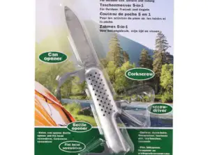 Multifunctional 5 in 1 pocket knife made of stainless steel – compact outdoor tool