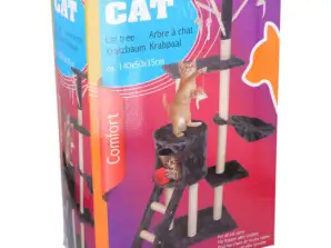 High scratching post for cats 140 x 50 x 35 cm – robust sisal tower play area on several levels