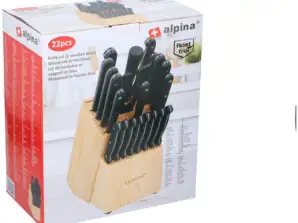 22 Piece Premium Chef's Knife Set in Wooden Block Complete Chef's Collection
