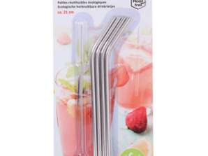 Pack of 5 Eco-Friendly Straws: Sustainable SS/ST Reusable Drinking Straws