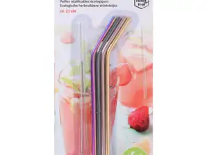 Environmentally friendly stainless steel drinking straws 5 piece reusable set