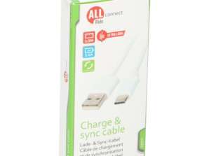 C típusú USB-kábel, 3 m 2 A fehér – hosszú töltőkábel a gyors energiaátvitelhez