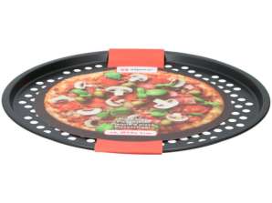 34 cm-es kerek tepsi pizzához, tapadásmentes bevonatú, tökéletes alsó sütő biztonságos
