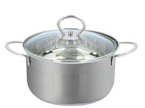 Stainless steel cooking pot 18 cm diameter 10 5 cm height 1 75 litre capacity SS201 Material