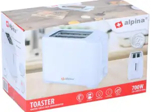 700W Compact White Toaster Quick Toast Technology Efficient Kitchen Appliance