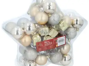 56 Piece Set Christmas Baubles Assorted Christmas Bauble Collection