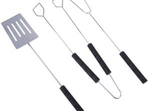 3-osaline BBQ tööriistakomplekt: roostevabast terasest grilli söögiriistade tangid spaatlikahvel välitingimustes