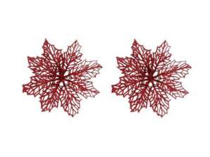 Red Poinsettia Flower Clips Double Pack Festive Decor Clasps Set of 2