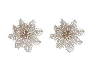 Champagne Poinsettia Clip Duo 2 Pieces: Festive Holiday Ornament Clips