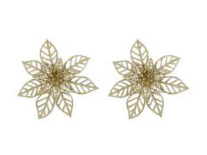 Gilded Poinsettia Clip Set 2 Pieces: Festive Holiday Ornament Clips