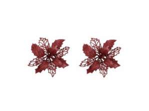 Set of 2 Deep Red Poinsettia Clips Elegant Floral Hair Accessories
