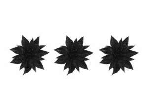 Set of 3 Black Poinsettia Clips Decorative Floral Hair Accessories