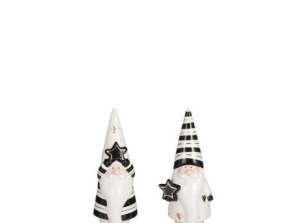 Monochrome Santa Figurines: Set of 2 Festive Decorations in Black and White for Holiday Cheer