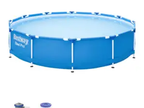 Bazén s rámem z PVC – bazén 366 x 76 cm – odolná konstrukce bazénu – přenosný venkovní bazén