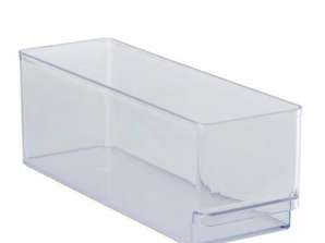 Recipiente organizador de geladeira compacto 29,7x9,5x10 cm Recipiente de armazenamento empilhável transparente