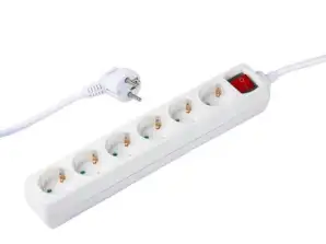 Power strip with 6 sockets and switch 1 5 m – multi-plug extension cable for convenient control of home electronics