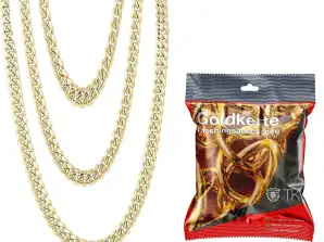 1x Gold chain curb chain approx. 50 cm gold chain like rapper gangster mullet accessories 80s 90s carnival 1x