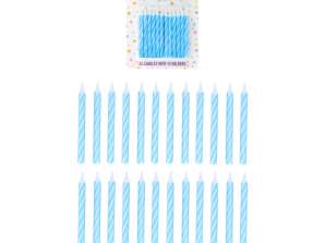 24 Blue Party Cherries 6 cm su 12 laikiklių – gimtadienio dekoravimo rinkinys