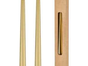 2 auksinių metalinių lazdelių žvakių rinkinys 25 cm elegantiškų žvakių duetas