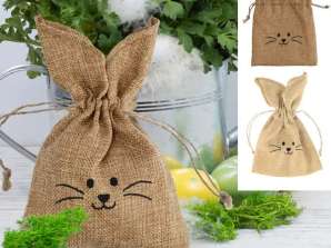 Set of 2 Small Cloth Bags with Bunny Motif Eco-Friendly 20x13 cm