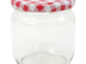 425ml Mason Jar with Checkered Lid Versatile Glass Container for Household Preserving Supplies