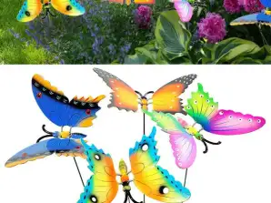 Sada 4 motýlích zahradních zástrček vysokých cca 60 cm – Barevná venkovní dekorace